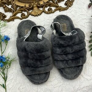 Gray UGG Fluff Yeah Slides